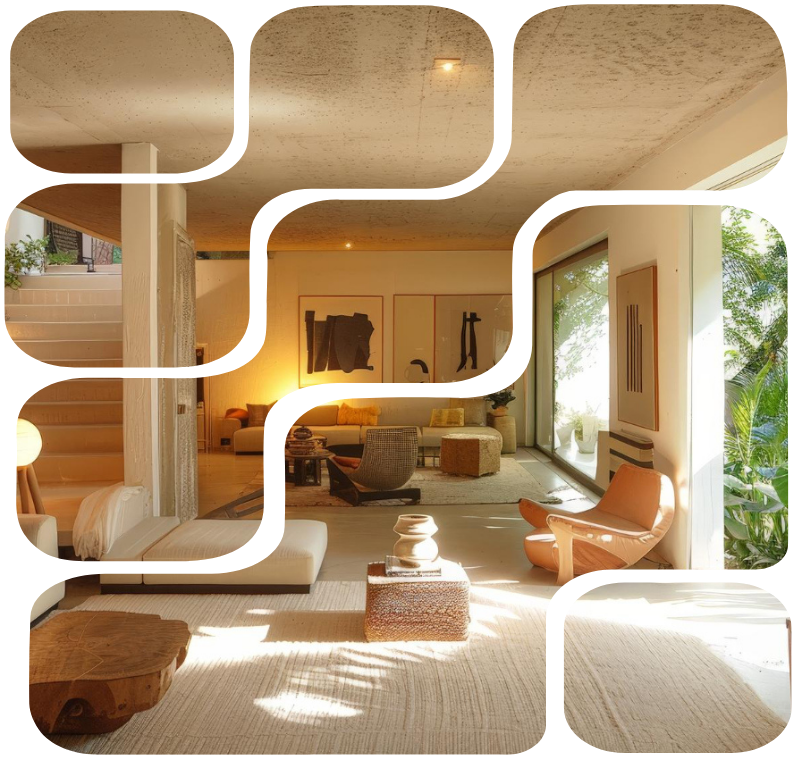 Colagem de ambientes internos de um imóvel